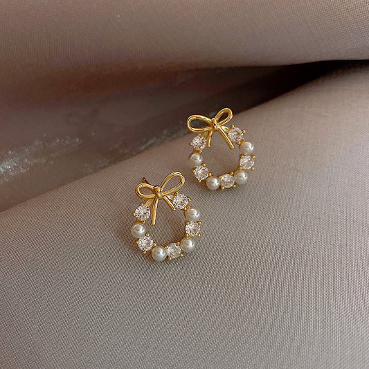Compact Bow Stud Earrings for Women
