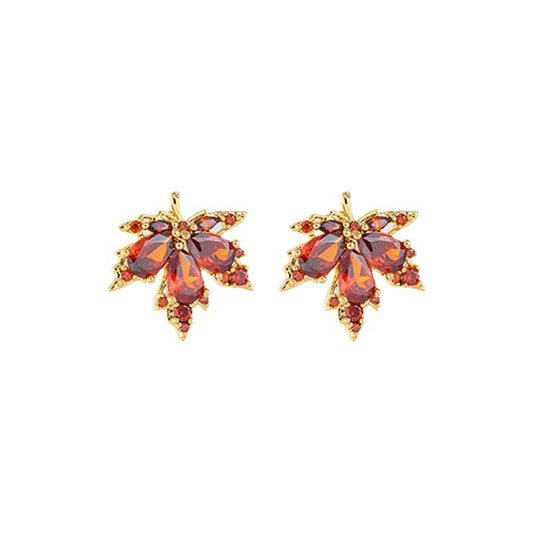 Red Maple Leaf Drop Earrings for Women