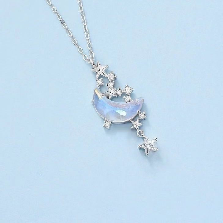 Moon and Star Pendant Necklace for Women