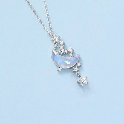 Moon and Star Pendant Necklace for Women
