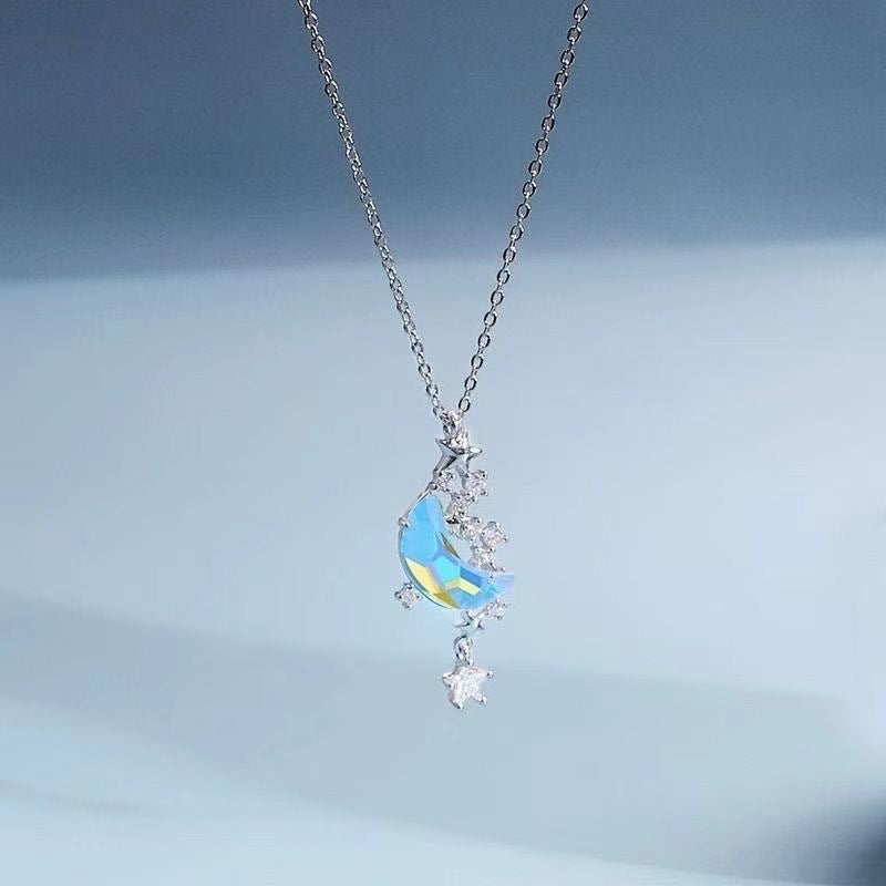 Moon and Star Pendant Necklace for Women - Moon and Star