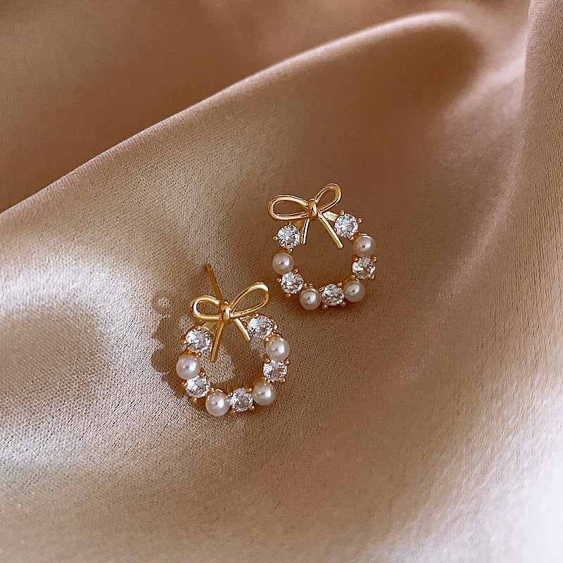 Compact Bow Stud Earrings for Women
