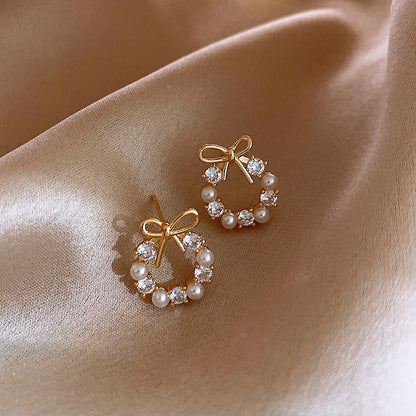 Compact Bow Stud Earrings for Women