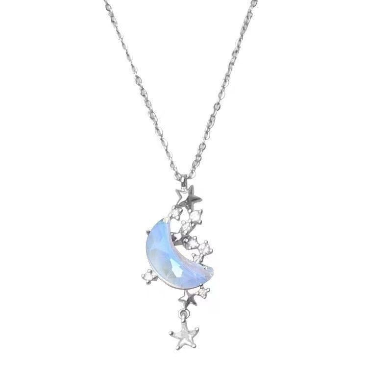 Moon and Star Pendant Necklace for Women