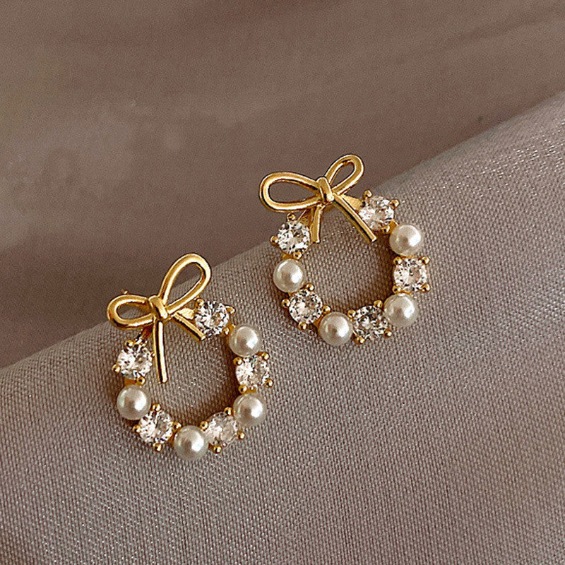 Compact Bow Stud Earrings for Women