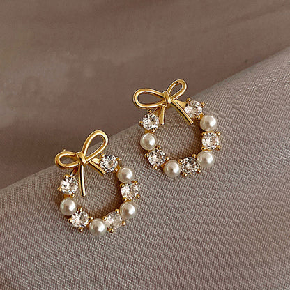 Compact Bow Stud Earrings for Women
