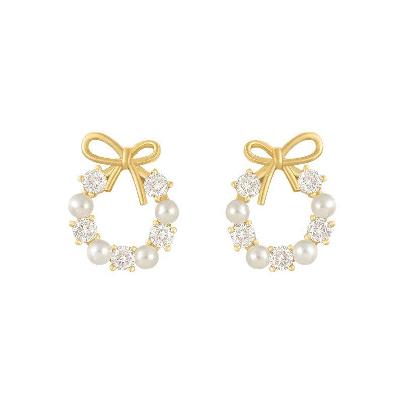 Compact Bow Stud Earrings for Women