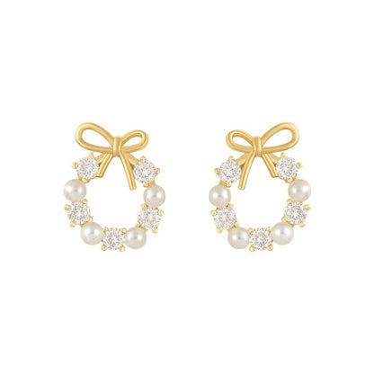 Compact Bow Stud Earrings for Women