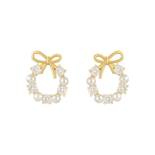 Compact Bow Stud Earrings for Women